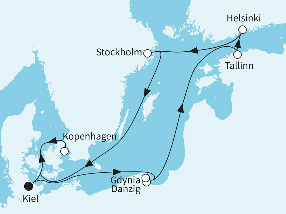 Reisekarte TUI Cruises - Zeitlose Städte der Ostsee