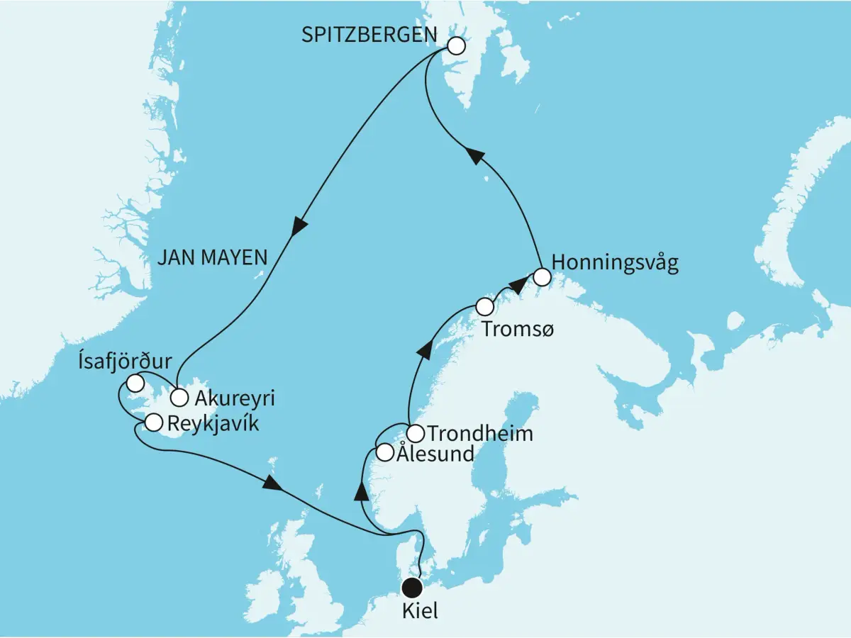 Reisekarte TUI Cruises - Große Abwechslung im Hohen Norden