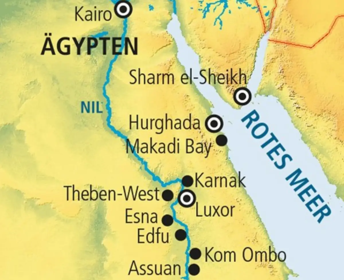 Reisekarte Ägyptens fantastische Höhepunkte 