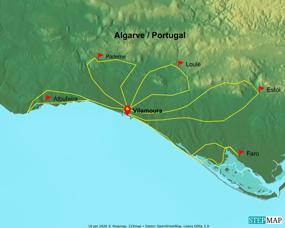 Reisekarte Algarve - Sternradtour