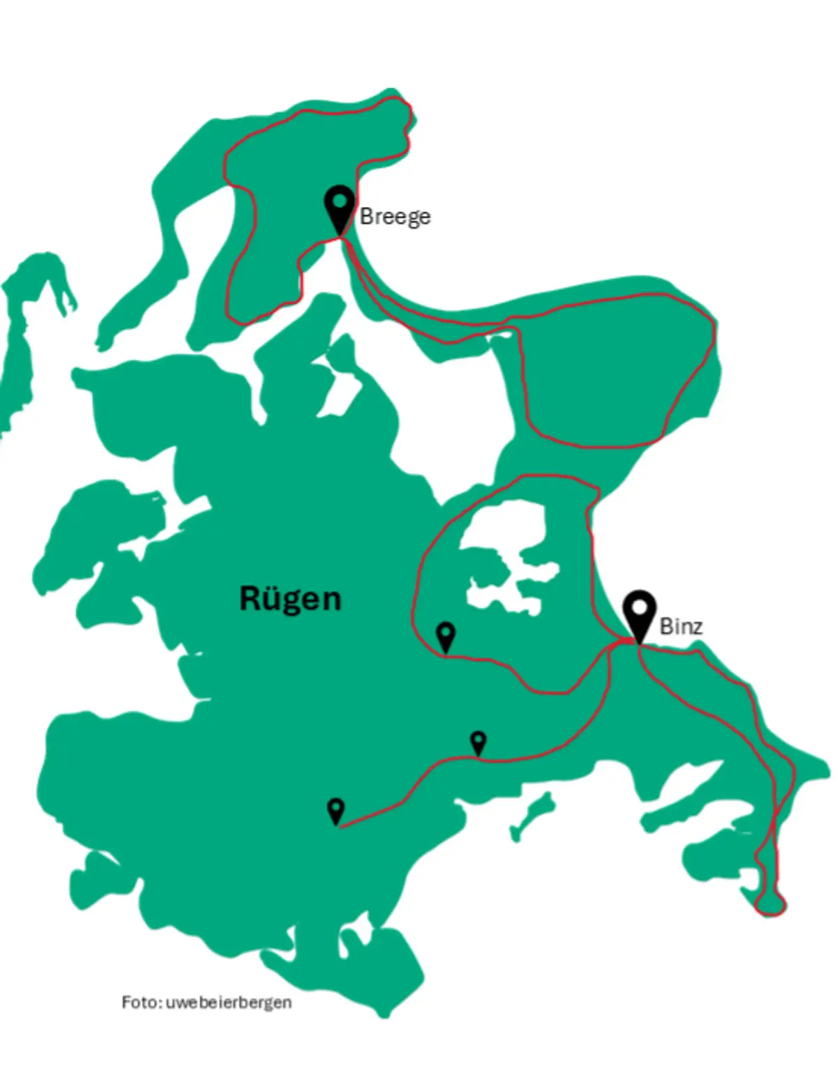 Reisekarte Ostseeinsel Rügen - Sternradreise