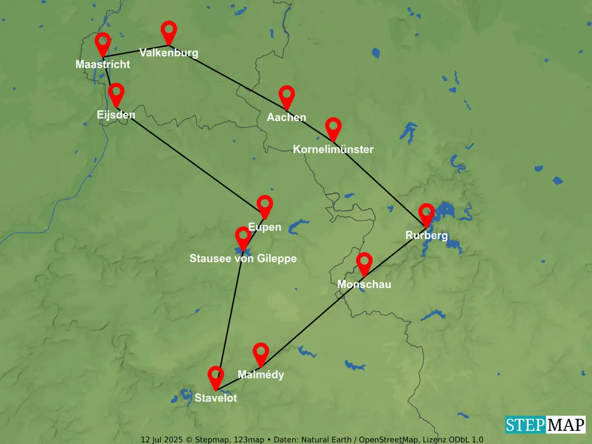 Reisekarte Von der Eifel zur Maas 