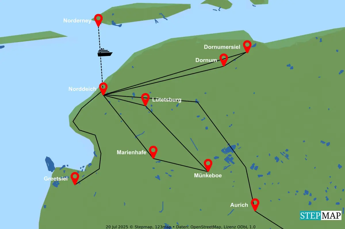 Reisekarte An der Nordseeküste ...
